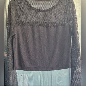 Elegant Black Mesh Long Sleeve Top